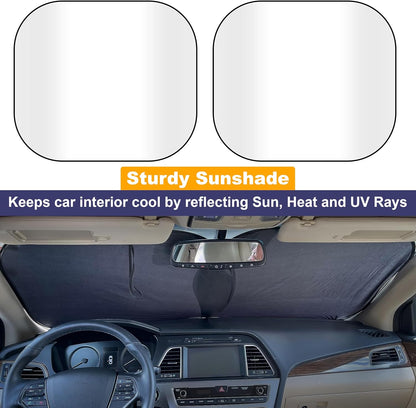 EcoNour 2-Piece Foldable Car Front Window Sun Shade, UV & Heat Protection
