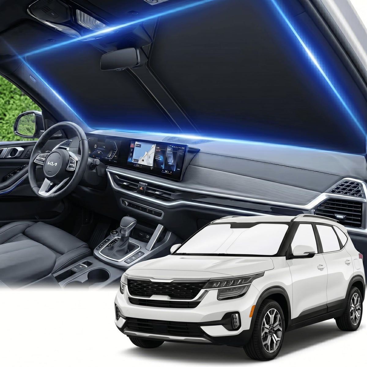 for Honda Accord 2018-2022 Windshield Sun Shade Front Window Shade Custom Fit Accord Accessories Sun Visor Foldable Shade Blocks UV Rays Summer Must Have Car Accessories