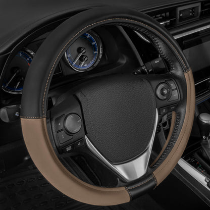 CAT® DuraGrip Car Steering Wheel Cover, Black Tire Tread Traction Design, Auto Steering Wheel Cover for Cars Trucks Vans SUVs, Improve Grip and Control, Durable Comfortable - Large 15"-16" Inches