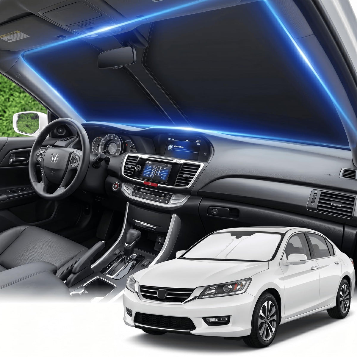 for Honda Accord 2018-2022 Windshield Sun Shade Front Window Shade Custom Fit Accord Accessories Sun Visor Foldable Shade Blocks UV Rays Summer Must Have Car Accessories