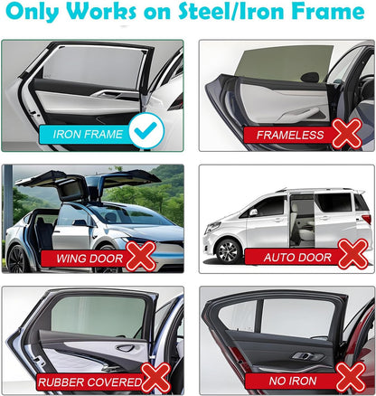 Car Window Shades, 2 Pack Magnetic Double Layer Car Shades for Back Windows Baby, Adjustable Privacy Full Covers/Half Shade Options Rear Window Curtains for Baby Kids UV Protection