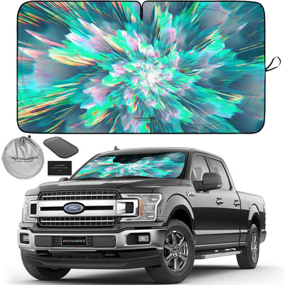 Autoamerics 1-Piece Windshield Sun Shade B&W American Flag USA Patriotic Design - Foldable Car Front Window Sunshade for Most Sedans SUV Truck - Blocks Max UV Rays and Keeps Your Vehicle Cool - Small