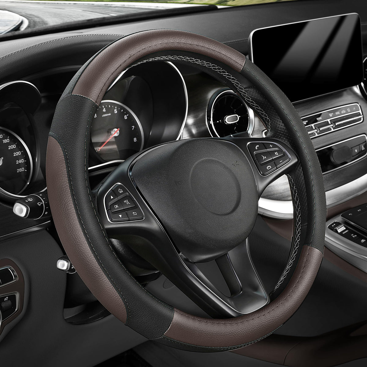 SEG Direct Car Steering Wheel Cover for Prius Civic Model 3 / Y 14"-14.25"