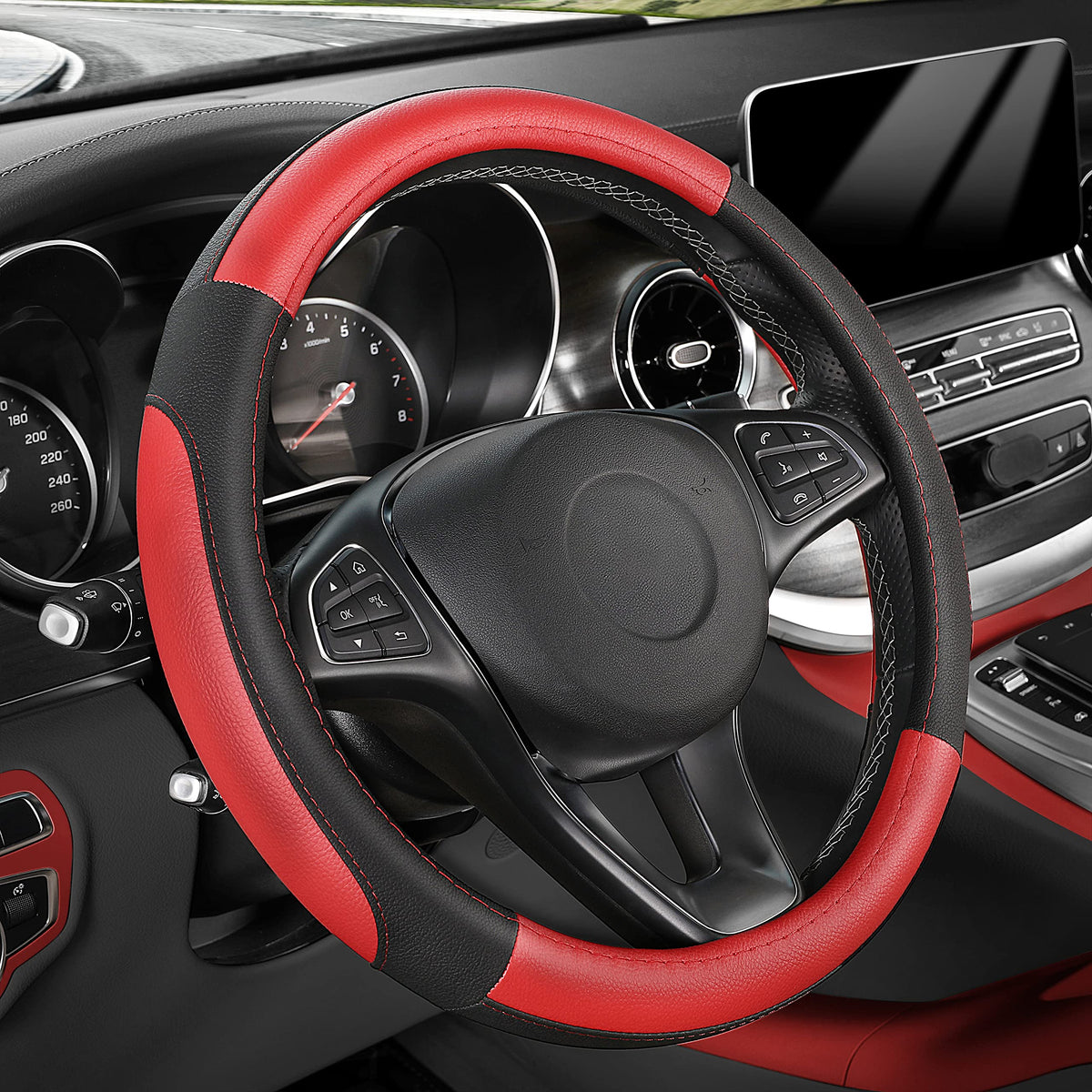SEG Direct Car Steering Wheel Cover for Prius Civic Model 3 / Y 14"-14.25"