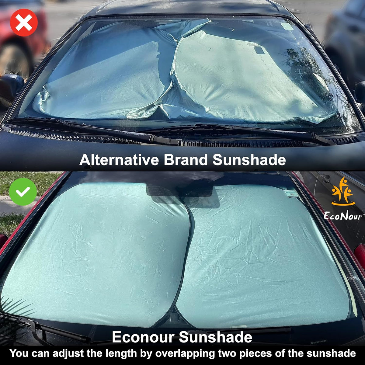 EcoNour 2-Piece Foldable Car Front Window Sun Shade, UV & Heat Protection