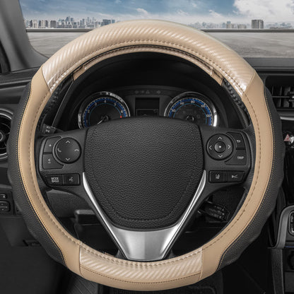 Motor Trend Perforated Microfiber Leather Steering Wheel Cover for Cars Trucks SUVs Vans, Sporty Racing Improved Grip Anti-Fatigue Ergonomic Design, Airbag Compatible - Fits Standard 15" Inch - Black