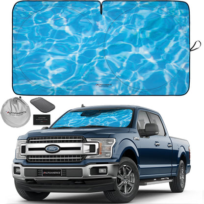 Autoamerics 1-Piece Windshield Sun Shade B&W American Flag USA Patriotic Design - Foldable Car Front Window Sunshade for Most Sedans SUV Truck - Blocks Max UV Rays and Keeps Your Vehicle Cool - Small