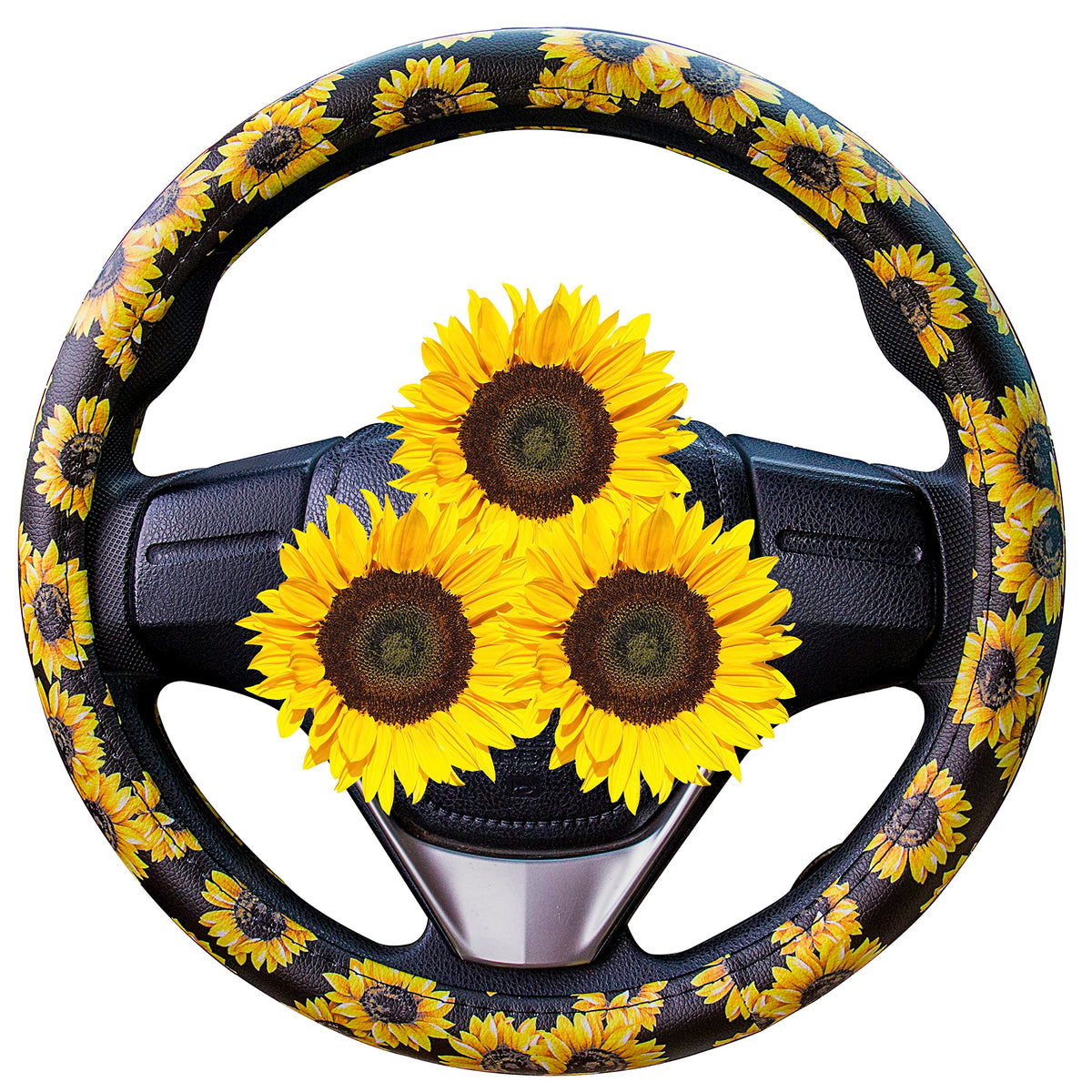 Evankin Lattice Leather Steering Checker Wheel Cover, Black and White